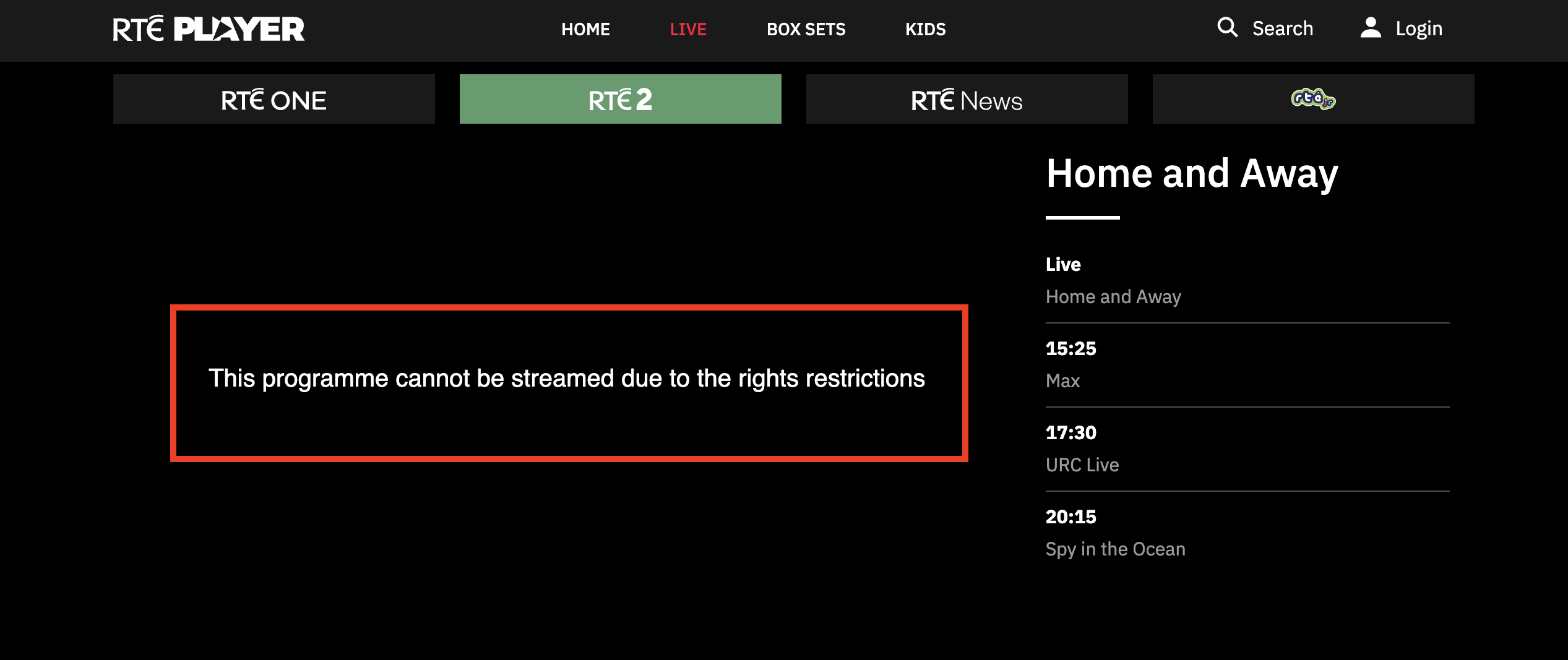 RTE Player Error